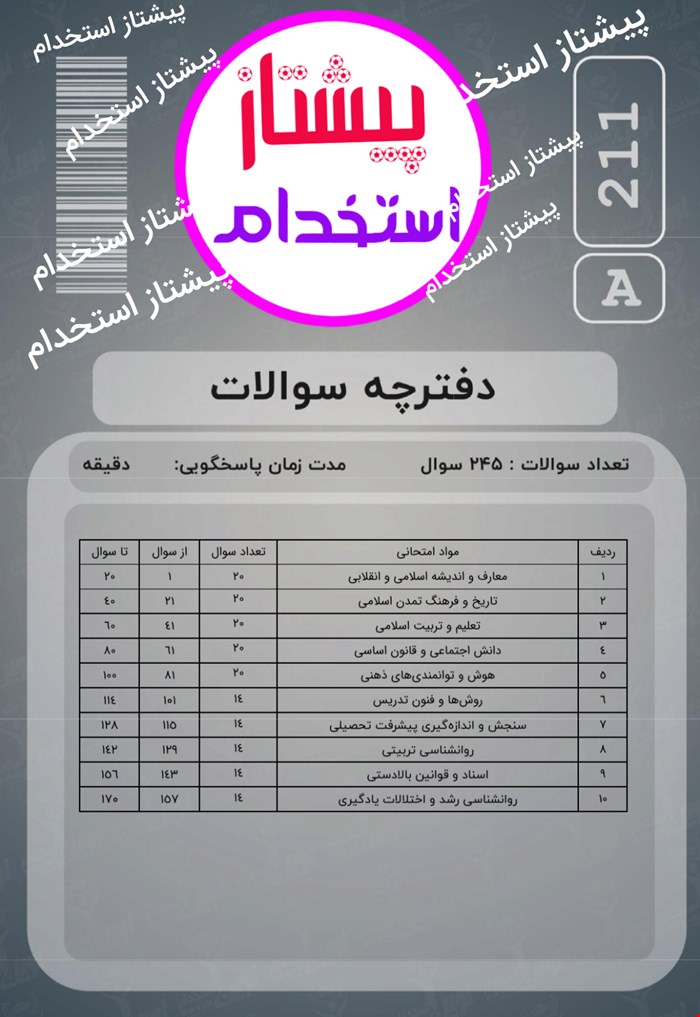 دفترچه سوالات عمومی و اختصاصی استخدامی دبیری و هنرآموزی 1403با پاسخنامه